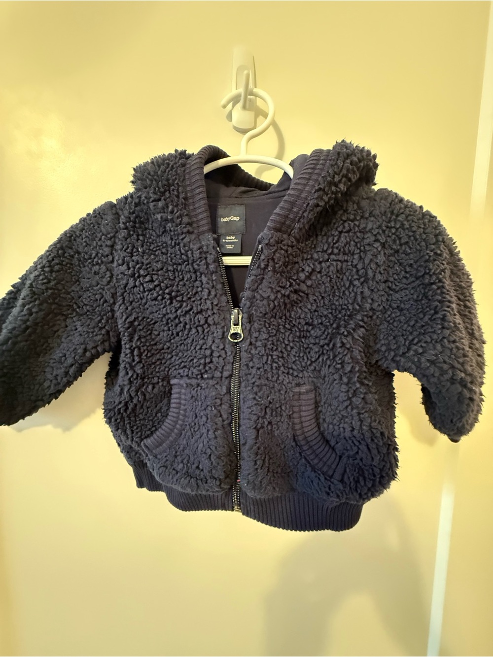 Baby GAP Navy Sherpa Zip-Up Jacket with Bear Ears
